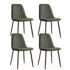 5 Pcs Dining Set for 4 Round Dining Table with Crossed Metal Legs and Oak Grain Upholstered Chairs for Kitchen and Dining Room - Panipeachy