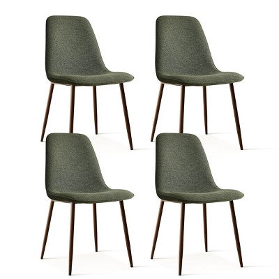 5 Pcs Dining Set for 4 Round Dining Table with Crossed Metal Legs and Oak Grain Upholstered Chairs for Kitchen and Dining Room - Panipeachy