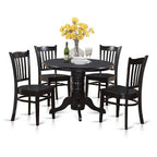 HomeStock Belmont 5 Piece Kitchen Table & Chairs Set Includes a Round Dining Room Table , Pedestal , 4 Solid Wood Seat Chairs, 42x42 Inch, Linen White