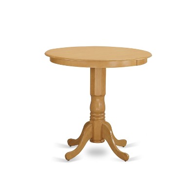 HomeStock JAPB5-OAK-W 5 Piece Counter Height Dining Set Round Table 4 Chairs Oak