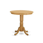 HomeStock JAPB5-OAK-W 5 Piece Counter Height Dining Set Round Table 4 Chairs Oak