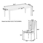 Rustic Extendable Dining Table Set for 6, 7 Pieces Rectangle Dining Table with 6 Upholstered Chairs, Kitchen Table Set with 2 Drawers