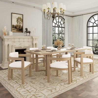 Christopher Knight Home Arkenis 7 Piece Rubberwood Upholstered Dining Set