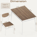 Karl Home 7-Piece Dining Table Set for 6, 43.3 Kitchen Table and Wood Chairs with Storage and Backrest