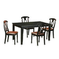 HomeStock 5-Pc Black Finish Solid Wood Top - Dining Room Set - Seats 4