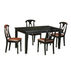 HomeStock 5-Pc Black Finish Solid Wood Top - Dining Room Set - Seats 4