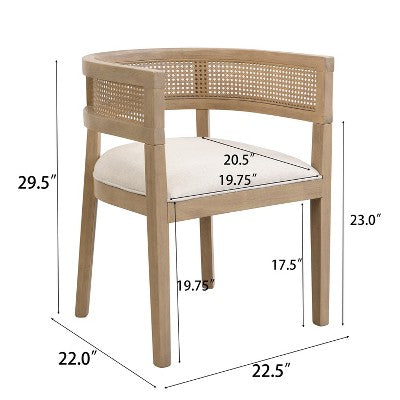 Christopher Knight Home Lythor 7 Piece Cane and Rubberwood Upholstered Dining Set