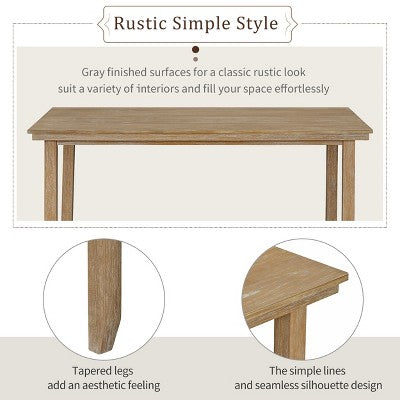 6-Piece Farmhouse Dining Table Set Dining Set with Rustic Dining Table, 4 High-back Dining Chairs and Bench, Natural Wood Wash/Gray-ModernLuxe