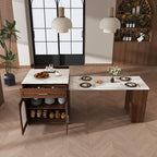 GDFStudio Malthus 80-Inch Expandable Kitchen Island Dining Set with 4 Solid Wood Chairs