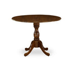 HomeStock Round Dinette Set Small Spaces Fabric Chairs Antique Walnut