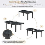 9 Pieces Extendable Dining Table Set for 6, Rectangular Kitchen Dining Table with Removable Leaf and 6 Armless Chairs and 2 Arm Chairs