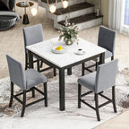 GDFStudio Danielle Modern 5 Piece Rubberwood Counter Height Dining Table Set with Velvet Upholstered Chairs