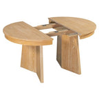 Rattan Round Dining Table Set for 4, Extendable Dining Set with 4 Upholstered Chairs, Kitchen Table and Chairs Set for Small Space, Natural Wood Wash