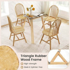 Costway 3 PCS Dining Set for 2 Round Table with 2 Chairs Solid Rubber Wood Frame Modern Black/Beige