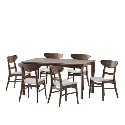 Christopher Knight Home Amesbury Wood and Fabric 7 Piece Dining Set