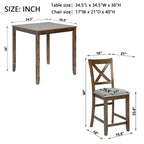 CLIHOME 5 Pieces Dining Table Set, Set for 4 Wooden Kitchen Dining Square Table Set with Square Table and 4 Upholstered Chairs
