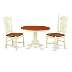 HomeStock 3-Pc Buttermilk and Cherry Solid Wood Top - Round Dining Room Set - Seats 4