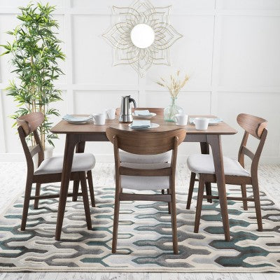 Christopher Knight Home Bryner Mid Century Modern Fabric Upholstered Wood 5 Piece Dining Set