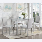 GDFStudio Galen Farmhouse 5-Piece Dining Set with Wooden Rectangular Table and 4 Upholstered Chairs