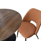 5 Piece Dining Set for 4 Round Walunut Dining Table with Metal Pedestal Base + 4 Upholstered Armless Chairs for Dining Room,Kitchen-Panipeachy
