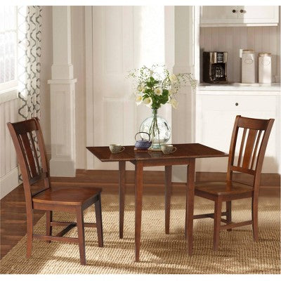 International Concepts Small Dual Drop Leaf Dining Table with 2 San Remo Splat