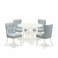 5-Piece Linen White Finish Solid Wood Top - Dining Room Set - Seats 4