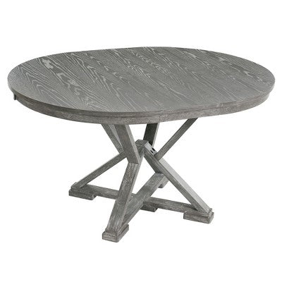 Farmhouse Extendable Round Dining Set for 4, Kitchen Dining Table Set with 4 Upholstered Dining Chairs for Dining Room