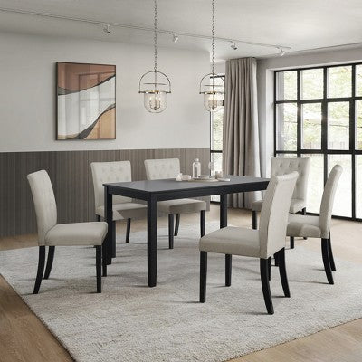 ChaletPosh 7 Pieces Dining Set with Linen Cover Dining Chair