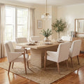 Christopher Knight Home Lindiwe Modern 7 Piece Rubberwood Linen Upholstered Dining Set with Rectangular Table
