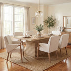 Christopher Knight Home Lindiwe Modern 7 Piece Rubberwood Linen Upholstered Dining Set with Rectangular Table