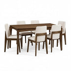 Christopher Knight Home Mireya 7 Piece Rustic Rubberwood Fabric Upholstered Dining Set