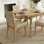 Expandable Dining Table Set for 6/8, Japandi Dining Room Furniture, Rope Back Chairs with Beige Upholstered Seats-Panipeachy