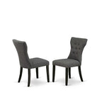 3-Piece Wire Brushed Black Solid Wood Top - Button Tufted Dining Room Set - Seats 4