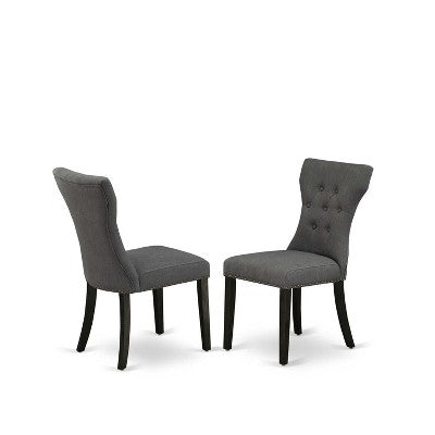 3-Piece Wire Brushed Black Solid Wood Top - Button Tufted Dining Room Set - Seats 4