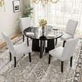 GDFStudio Jacobs 5-Piece Round Dining Table set with 43 Modern Dining Table and 4 Upholstered Chairs