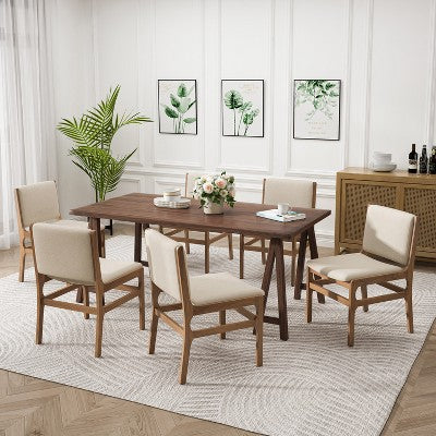 Christopher Knight Home Havenwood 7-Piece Fabric and Rubberwood Dining Set