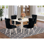 5-Piece Linen White Finish Solid Wood Top - Rectangular Dining Room Set - (Seats-4)