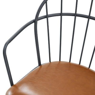 Christopher Knight Home Crest 5 Pieces Modern Faux Leather Dining Set with Metal Base, Brown/Walnut/ Black