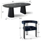 Expandable Round to Oval Dining Table Set with 8 Velvet Chairs, 3-in-1 Pedestal Dining Set, Seats 4 to 8, Modern Dining Room Set-Panipeachy
