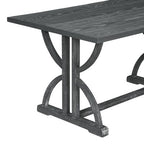 6 PCS Retro Dining Table Set, Rectangular Table with Unique Legs and Upholstered Chairs-ModernLuxe