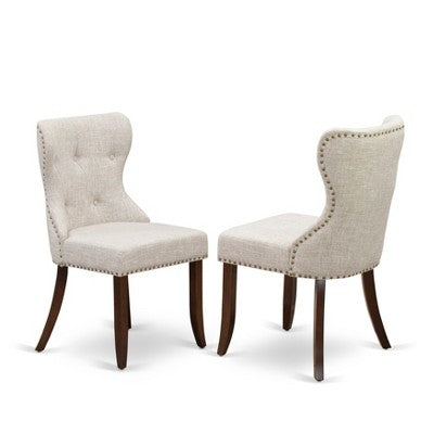 HomeStock Round Dining Table Set Linen Parson Chairs Classic