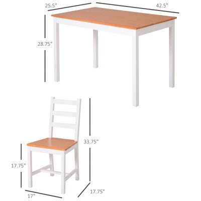 Dining Table Set for 4, 5 Piece Modern Kitchen Table and Chairs, Solid Wood Dining Room Set for Small Spaces, Breakfast Nook