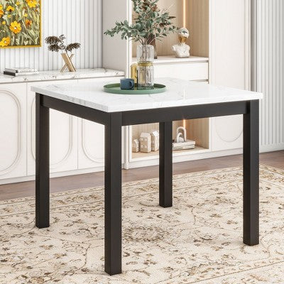 GDFStudio Danielle Modern 5 Piece Rubberwood Counter Height Dining Table Set with Velvet Upholstered Chairs