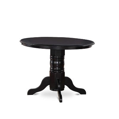 HomeStock 5-Piece Round Black Finish Solid Wood Top Dining table with 4 Chairs