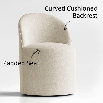 Dining Table Set for 4, Upholstered Barrel Chair with Castors and Round Pedestal Table for Kitchen or Breakfast Nook-Panipeachy