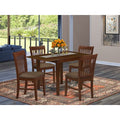 HomeStock 5 Piece Kitchen Table Set Linen Fabric Chairs Mahogany