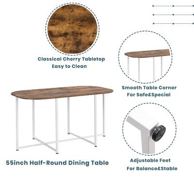 Modern Marble Dining Table Set for 6 with Metal Frame, Rectangular Marble Sticker Table and 6 Chairs for Dining Room Kitchen