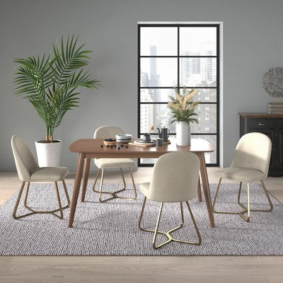 Cortland 5-Piece Fabric Mid-Century Modern Tapered Dining Set - iNSPIRE Q