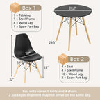 Costway Dining Table Set Modern 5 PCS For 4 Round Dining Room Table Set with Solid Wood Leg Black/Brown/White