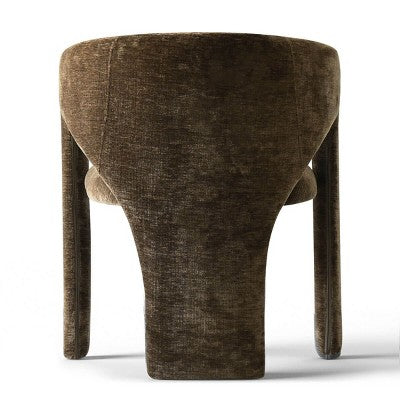 Round Dining Table Set with 2 Chenille Armchairs, Modern Pedestal Table and Upholstered Chairs with Full Back and Arms-Panipeachy